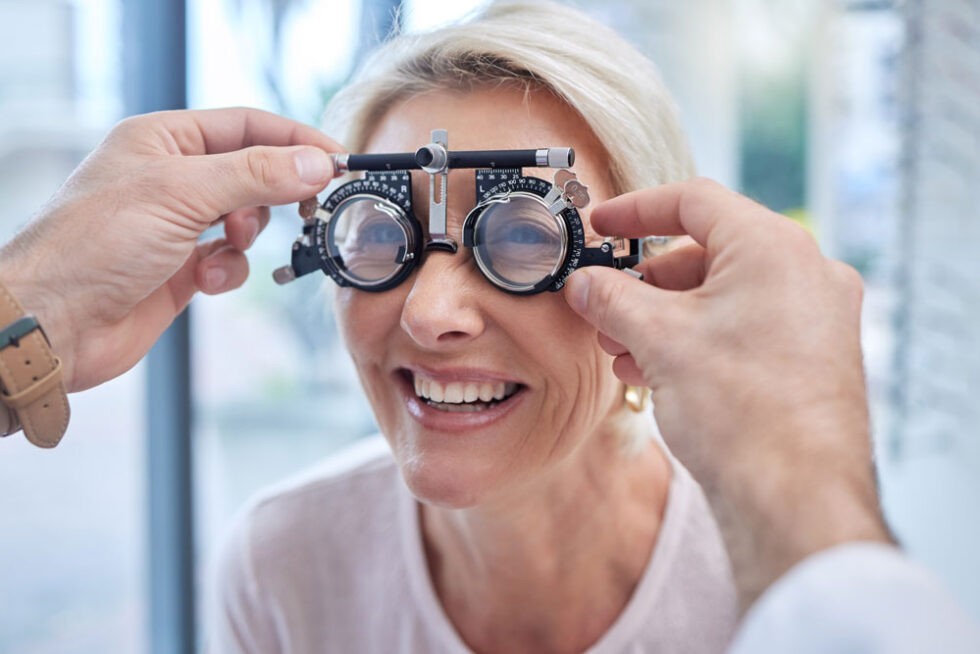 Patient getting an eye exam at Eyemart Optical Outlet